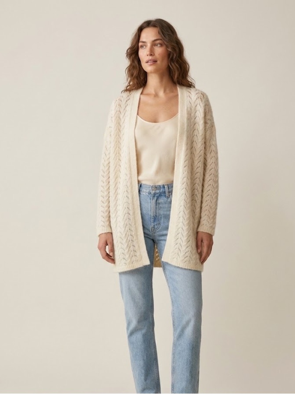 Sézane Gilet Georges Cardigan in Ecru | Size Medium
